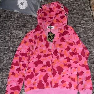 Pink shark Bape hoodie